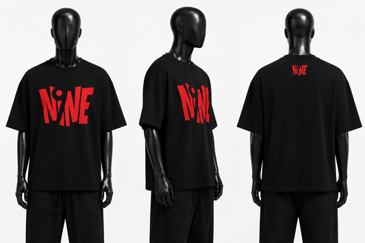 T-SHIRT NINE9 BLACK RED TEE
