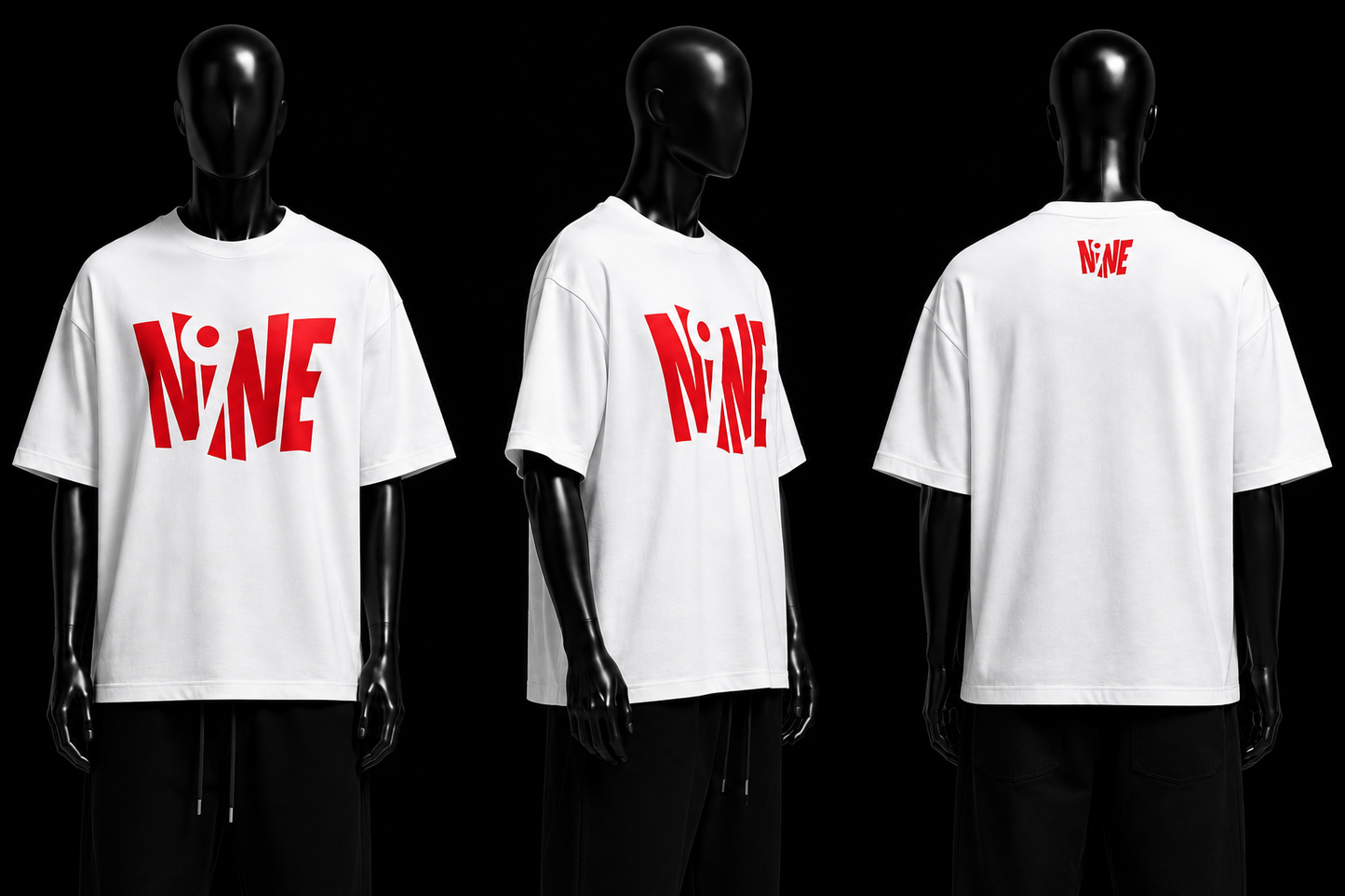 T-SHIRT NINE9 BLACK RED TEE